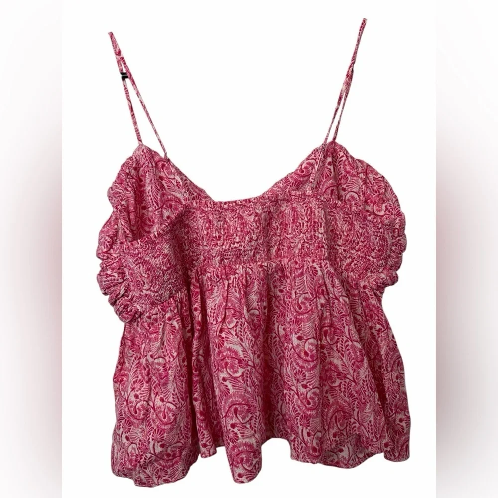 J. Crew Women Top Gathered Bust Lurex Gauze Camisole Pink Dandelions NEW NWT